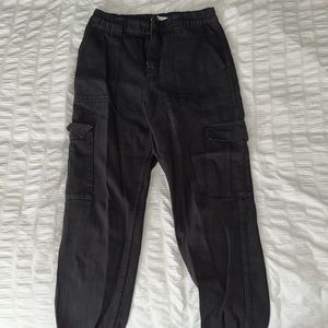 Black Cargo Denim Joggers